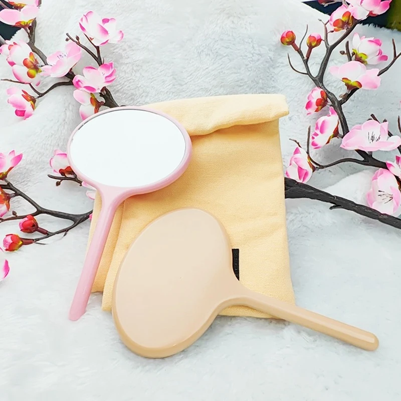 Eyelash Extension Handheld Makeup Mirror Oval Makeup Vanity Mirror With Handle Hand Mirror SPA Salon Compact Mirrors