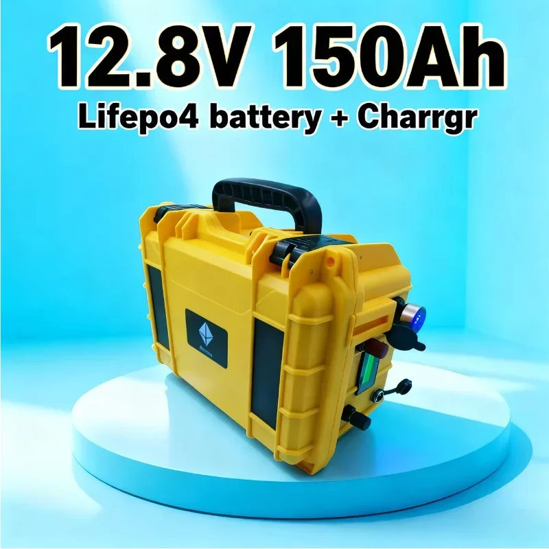 Waterproof LiFePO4 12.8V 12V 100AH 150AH Lithium Battery BMS 4S for 1200W Travel Trailer Motorhome Boat MPPT AVG RV