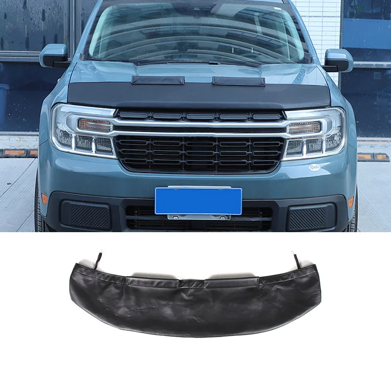 For Ford Maverick 2022-2024 leather Black Car Hood Cover Stone Deflector Hood Protection Shield Sand Block Accessories