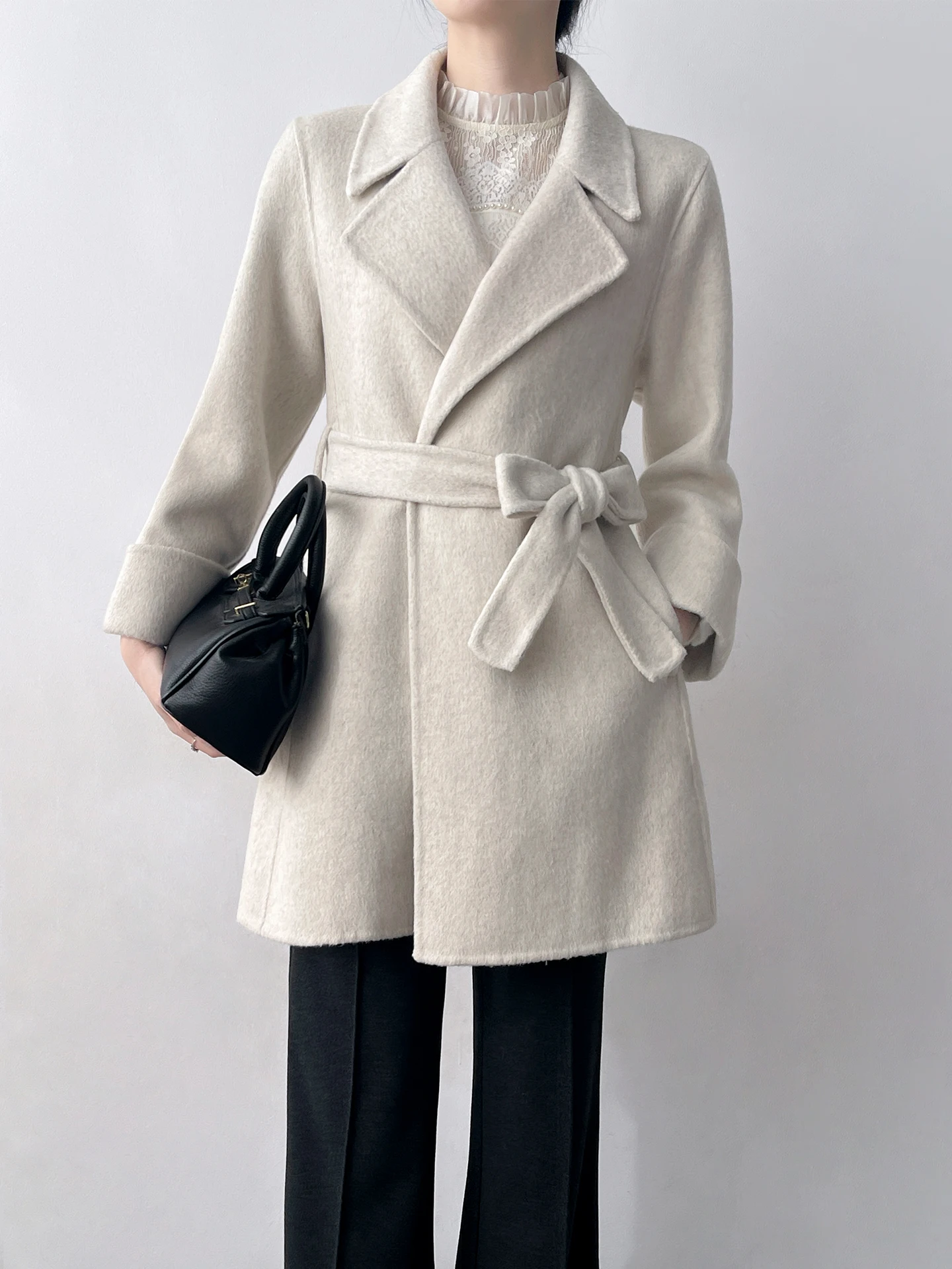 

Korean Sle Woolen Coat Casual Commute Thiened Wool Blend Women's Autumn Winter Faionable Versatile Coat Straight Cut