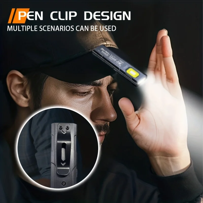 LED Keychain Flashlight Rechargeable 800LM Portable Mini Torch Pocket Lantern Flood Work Light With Magnet For Emergency Using