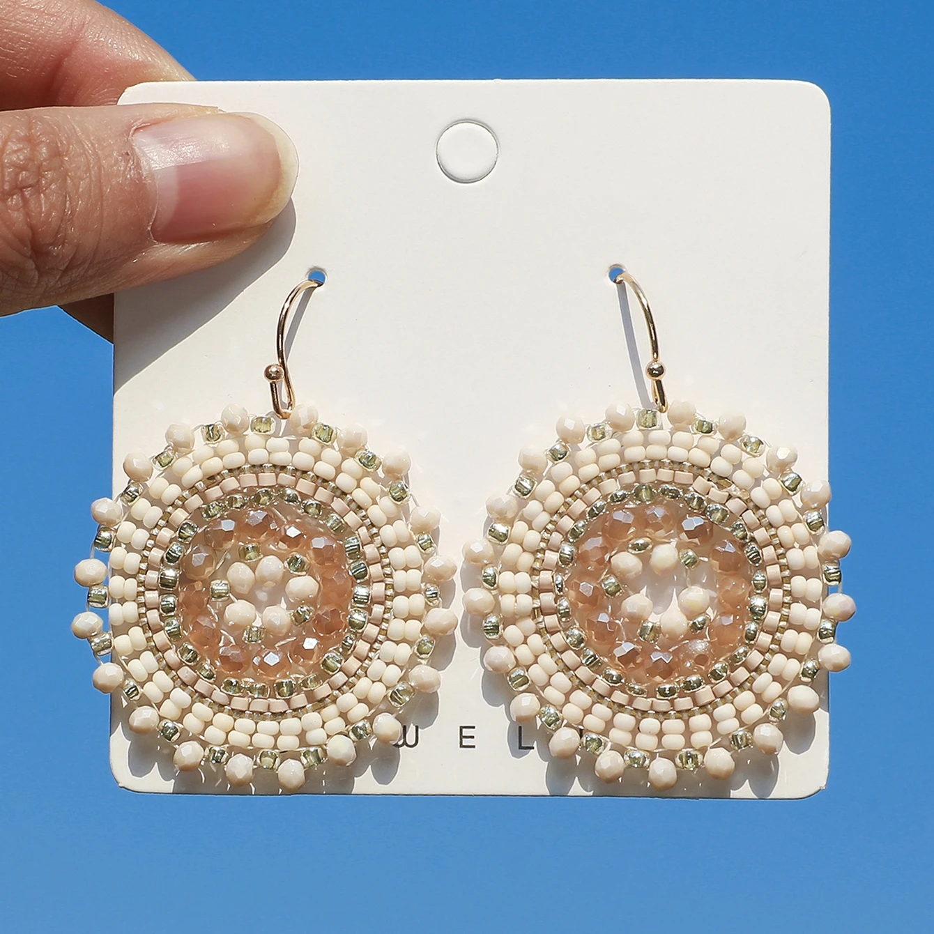 Vintage Floral Rhinestone Beads Drop Swing Earrings