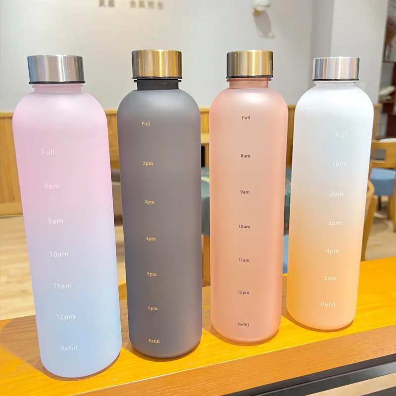 

Dazzling Gradient Plastic Water Cup 1000ML Large Capacity Frosted Sports Water Bottle PC Space Cup Office Outdoor Water Cup