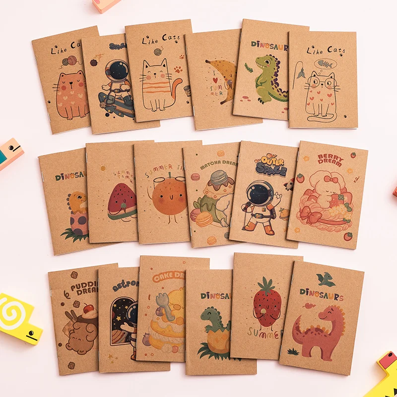 4pcs/1pc kraft paper vintage 64k small notebook mini pocket notepad blank interior car line book student small gift