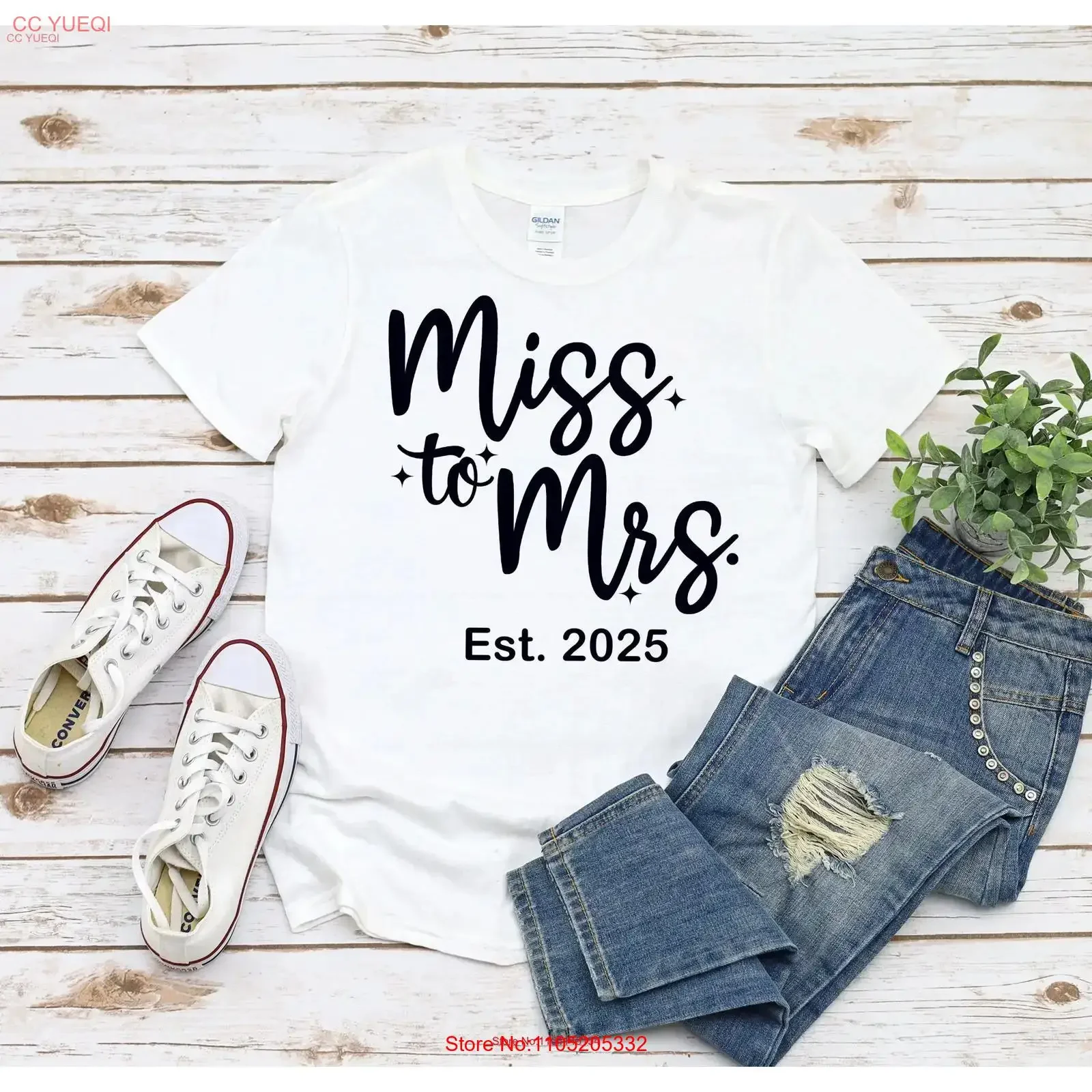 Miss To Mrs Est 2025 T Shirt Bride Be Newly Engaged Bridal Shower EngagemenT vintage Washed Stretched streetwear graphic