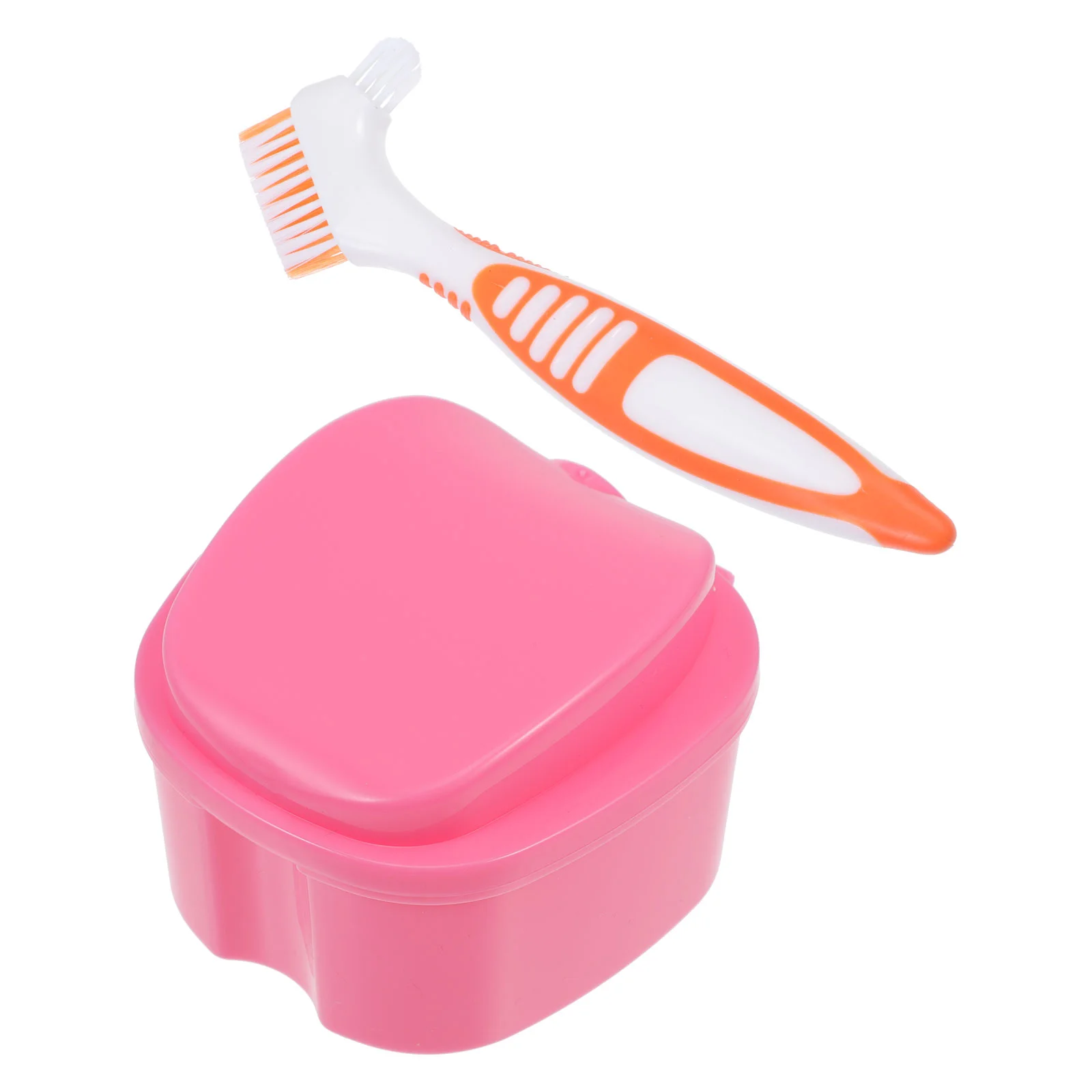 

False Toothbrush Set Portable Denture Box Holder Storage Case Cleaner Care Tools Abs Cleaning