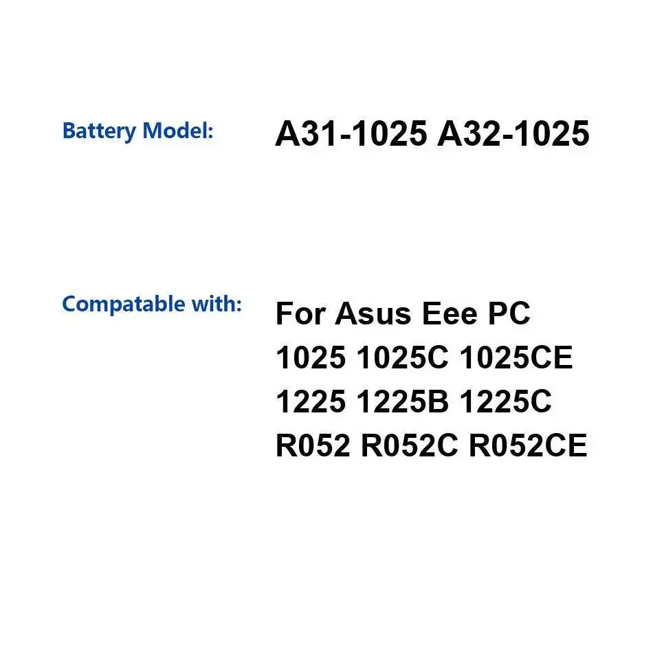 

Долговечный аккумулятор для ноутбука 5200 мАч A31-1025 A32-1025 для Asus Eee PC 1025 1025C 1025CE 1225 1225B 1225C R052 R052C R052CE