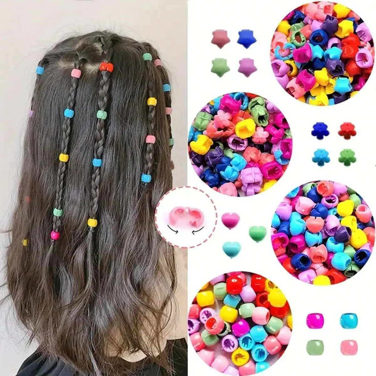 50/100 Uds. Pinzas para el cabello coloridas para niñas pequeñas, pinzas para el cabello con forma de estrella y flor, horquillas trenzadas para el