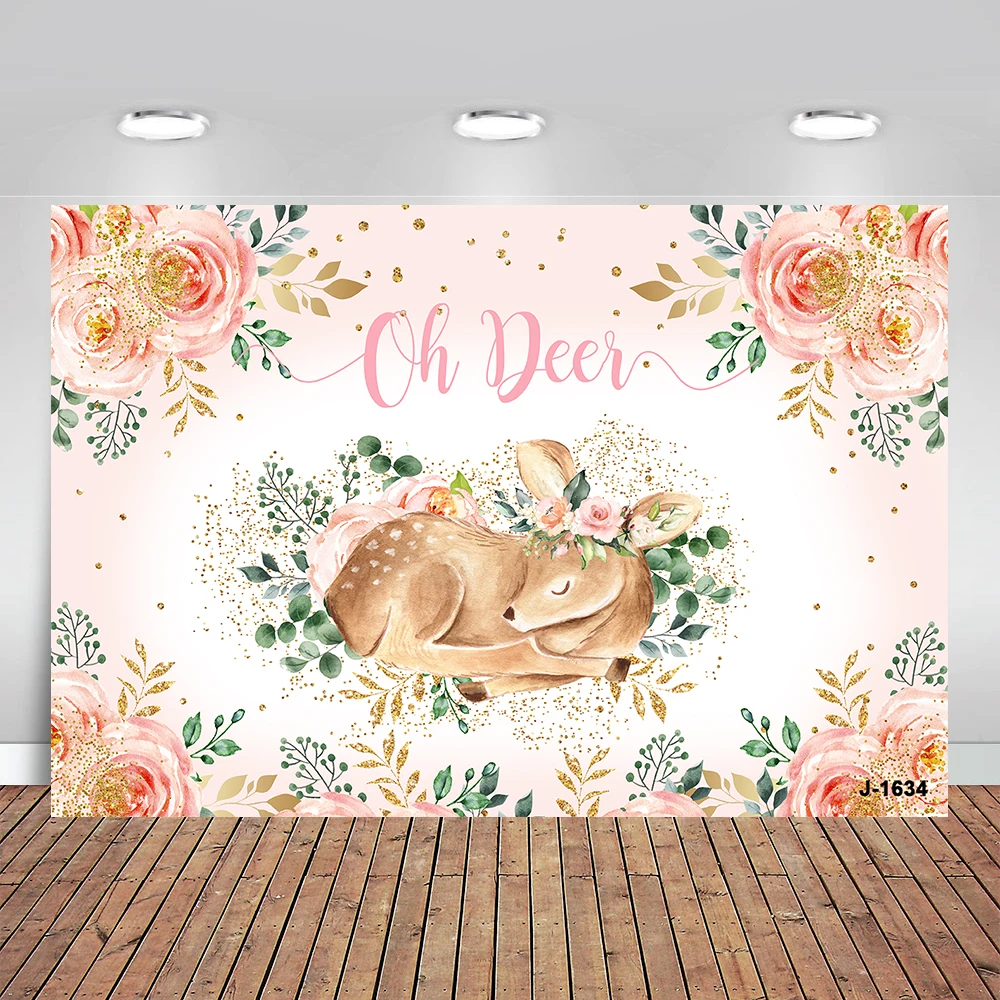 Sika Deer Happy Birthday Wild One Party Backdrop Jungle Animals Cake Smash Photography Background Table Banner Decor Poster