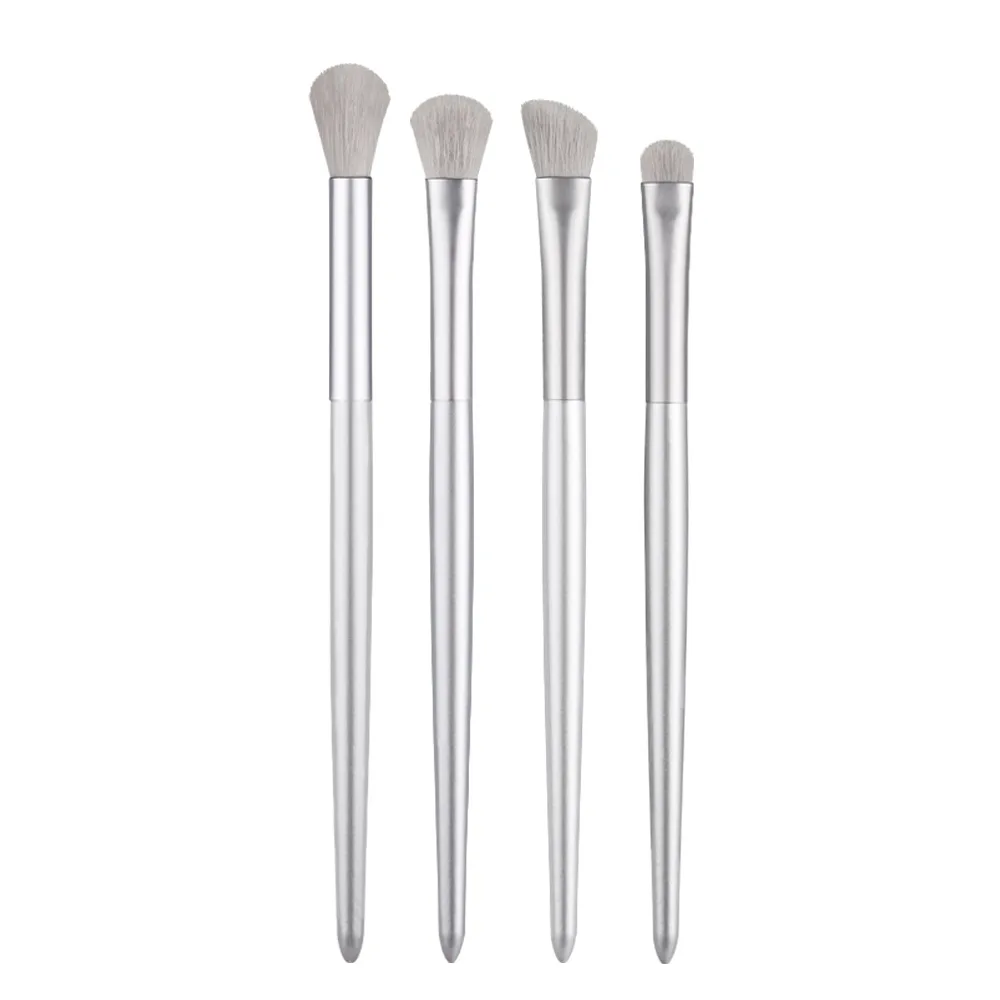 4Pcs Silver Eyeshadow Makeup Brushes Set Portable Cosmetics Concealer Highlighter Blending Nose Eye Shadow Brush Make Up Tools