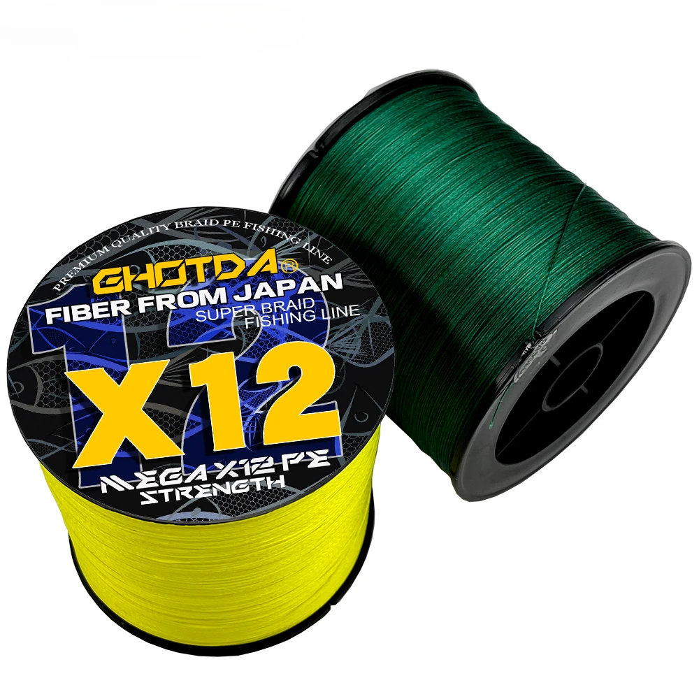 16/12 Strands Extreme Strong PE Braided Fishing Line 1000M 25LB-200LB Hollow Core Multifilament Main Wire Diameter 0.16mm-0.80mm