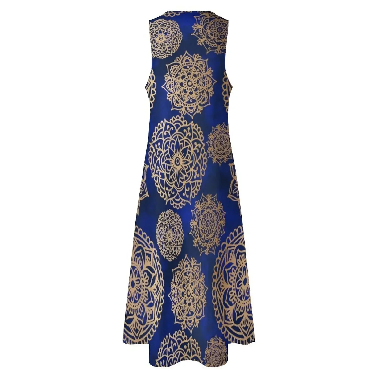 Abito lungo con motivo mandala blu e oro Abito da festa da donna di lusso Abito da ballo da sera Abito da donna Abbigliamento femminile