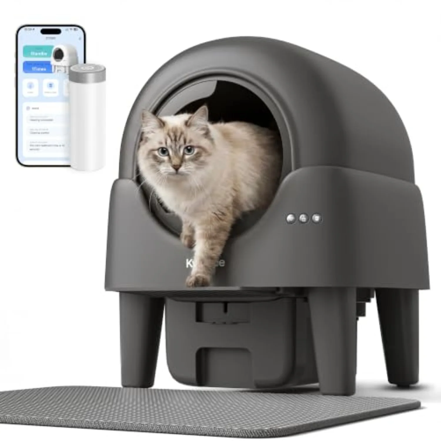 Self Cleaning Cat Litter Box, 90L Large Capacity with APP Control & Smart Safety Sensors, Cats 2.2–15 lbs, Quiet