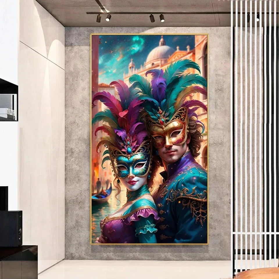 

Венецианская маска парная 5D большая алмазная живопись Набор для вышивки крестиком 5D DIY Алмазная вышивка, портрет мозаика