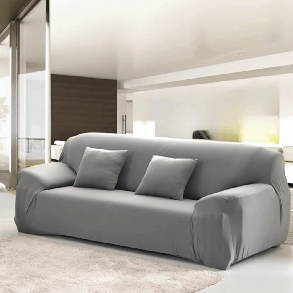 Elastic Solid Color 3 Seater Sofa Cover Dustproof Washable Sofaslip Extendable All-inclusive Stretch Couch Cover Apartment