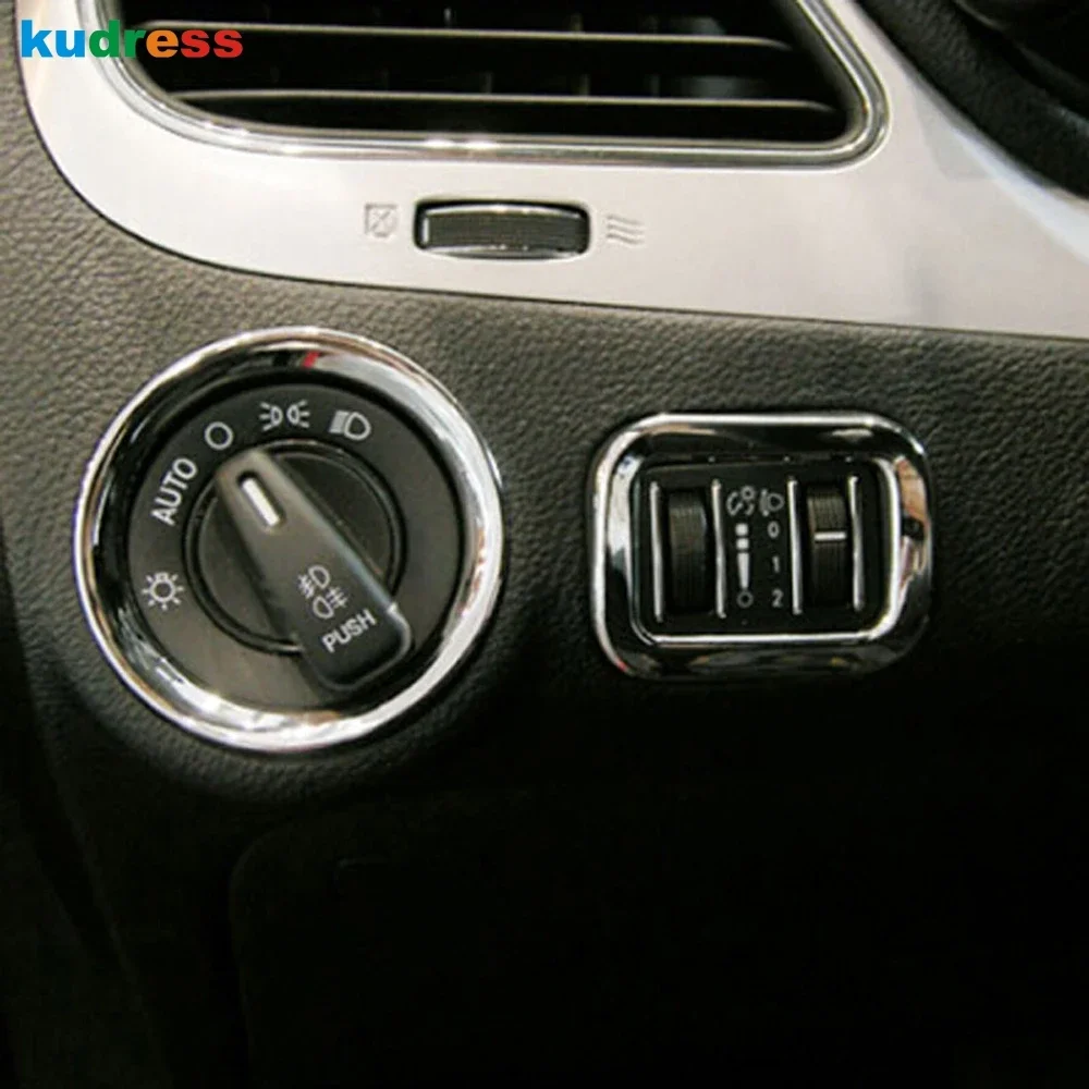 For Dodge Journey JC Fiat Freemont 2012 2013 2014 Chrome Car Air Vent Outlet Cover Trim Headlight Switch Button Panel Frame