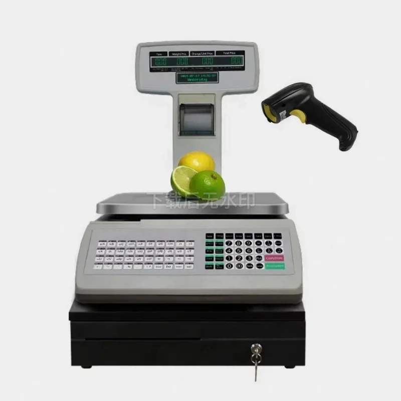 Dual LCD Digital Receipt Printing Scale 3kg-30kg Electronic Weight Barcode Printer for Retail & Commercial Use