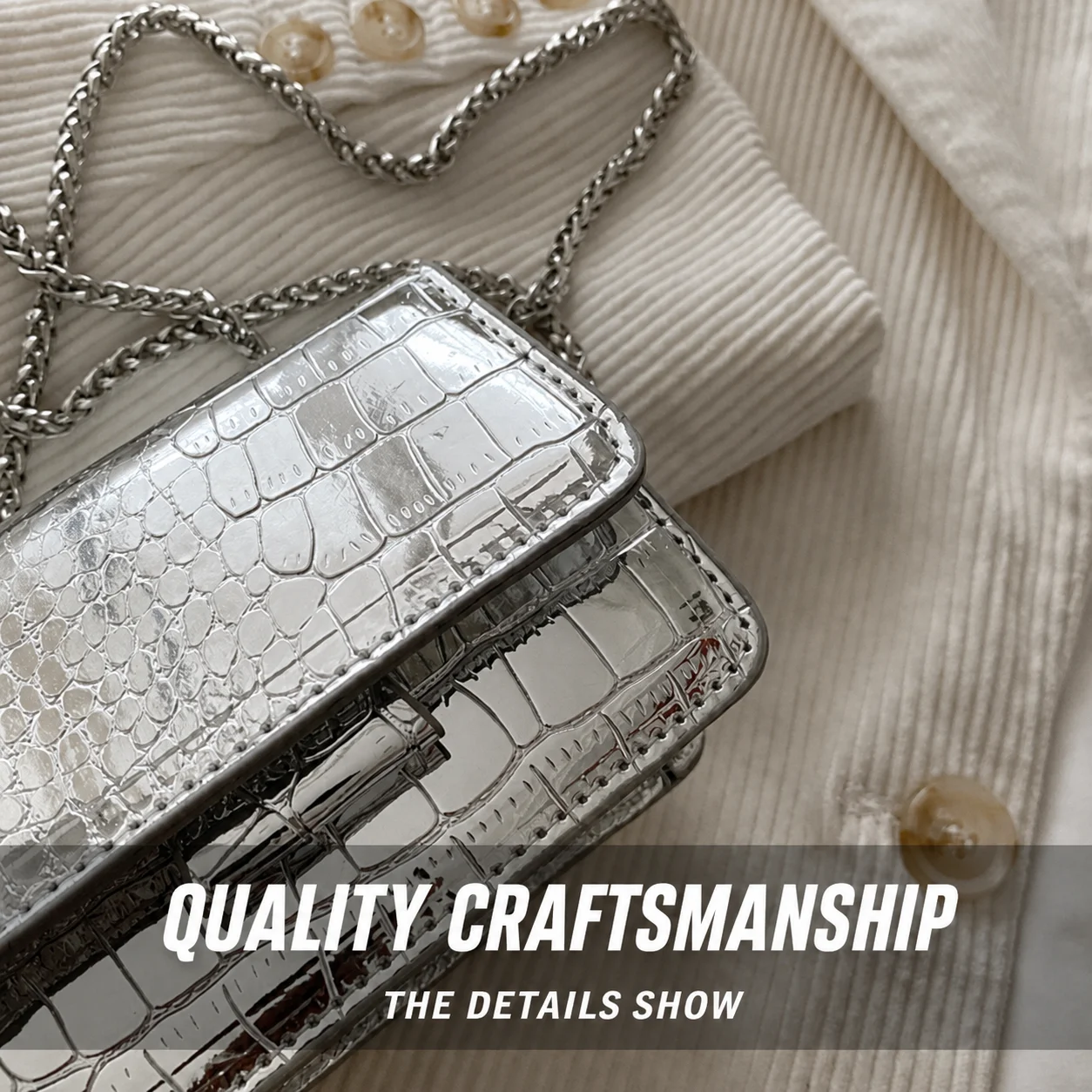 Crocodile Embossed Bag Mini Pu Leather Bag Chain Strap Bag Multi-Way For Daily Outings Small Daily Essentials Women