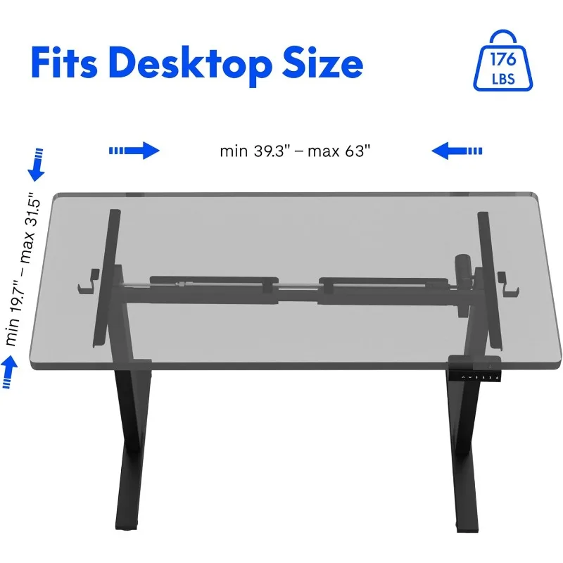 Height Adjustable Standing Desk Frame with Memory Controller, Electric Sit Stand Desk Base for Home and Office (Black Frame