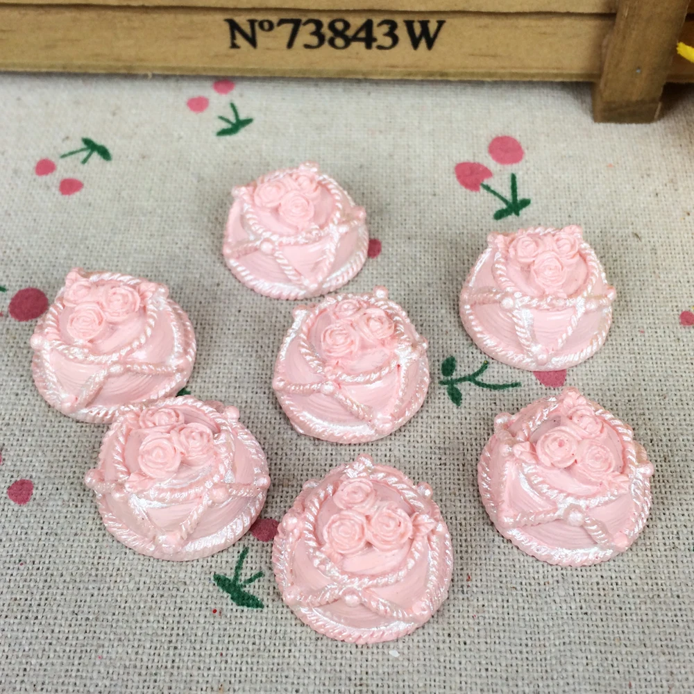 10 Pieces Flat Back Resin Cabochon Kawaii Miniature Fake Cake Food DIY Flatback Decorative Craft Scrapbooking Charm:13*23mm