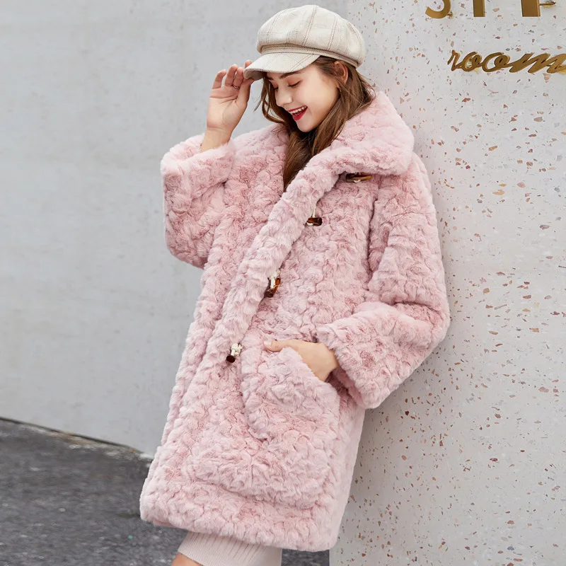 Women Faux Fur Coats Jackets Turn Down Collar Mid Length Coat Thick Warm Y2k Streetwear Jacket Elegant Autumn Winter 2026