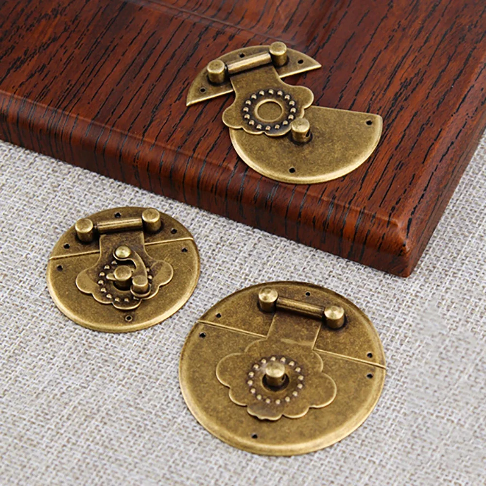 1Pcs Hardware Accessories Box Buckle Cabinet Door Buckle Old Style Brass Lock Buckle Wooden Box Jewelry Box Lock Plate
