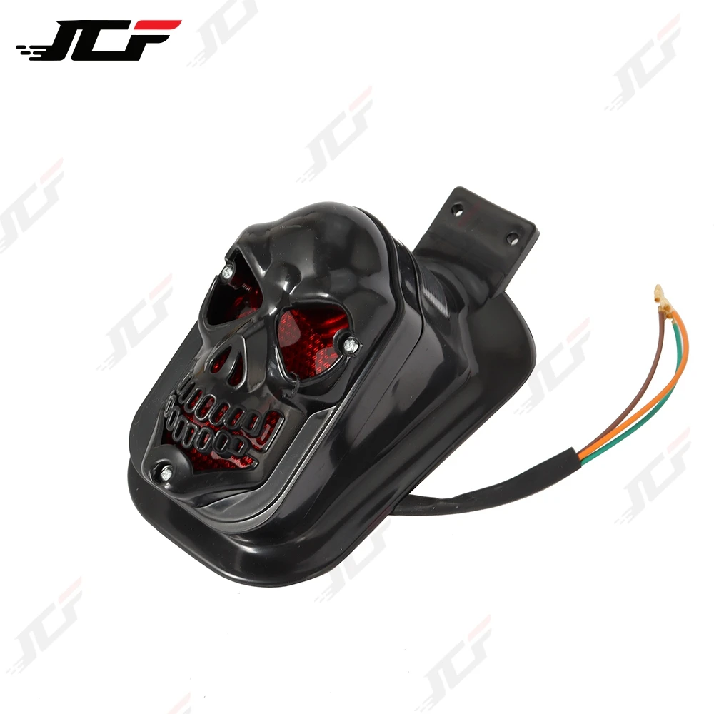 Universal Skull Rear Brake Tail Light Signal Motorcycle Parts Stop Lamp Taillight Cafe Racer Old School Bobber Chopper