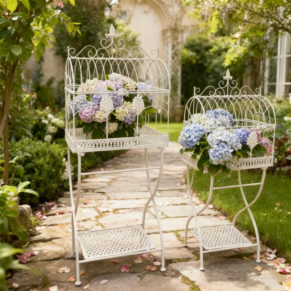 Cross-border explosion villa courtyard flower stand floor-to-ceiling wrought iron bonsai stand flower pot rack bird cage