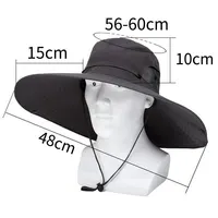 Large Brim Polyester Sun Hat UV Protection Breathable Mesh Cap Foldable Men and Women Outdoor Fishing Hiking Beach Caps - Image 6