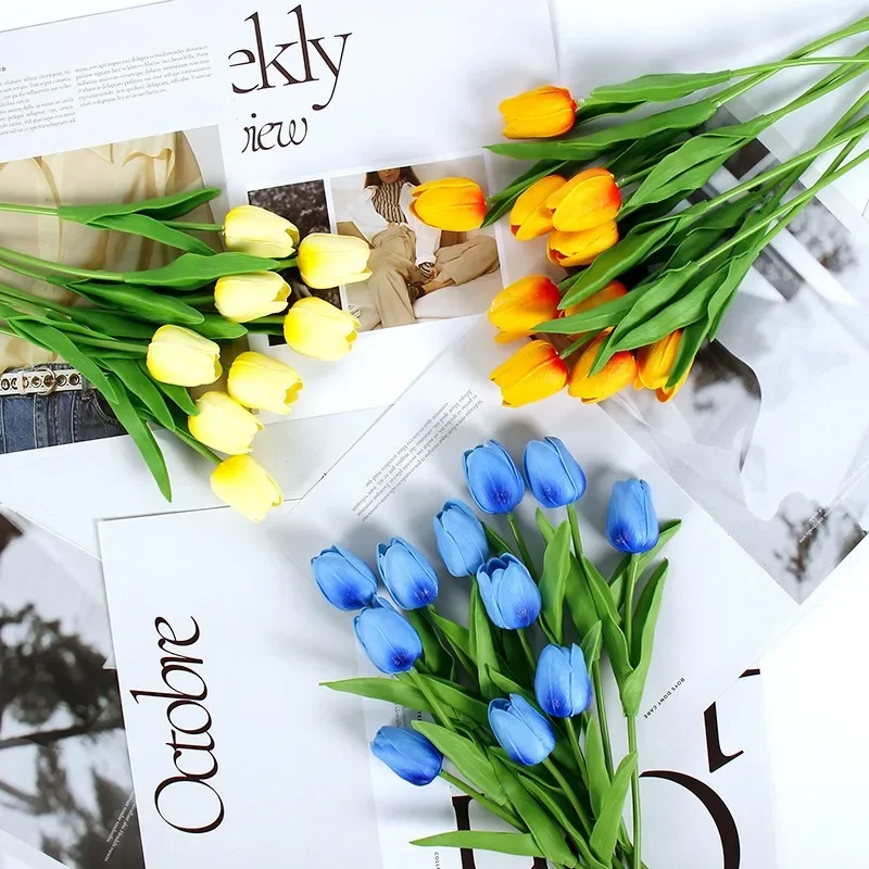 

Artificial Tulip Flower Bouquet Real Touch PE Foam Fake Flower for Wedding Decoration Flowers for Home Garden Decoraive