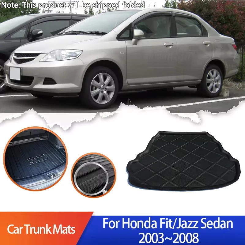 

Коврики в багажник автомобиля для Honda Fit Jazz Sedan 2005 2007 2003 ~ 2008, напольный поддон, подкладка для багажника, коврик для багажника, накладки на багажник, автоаксессуары