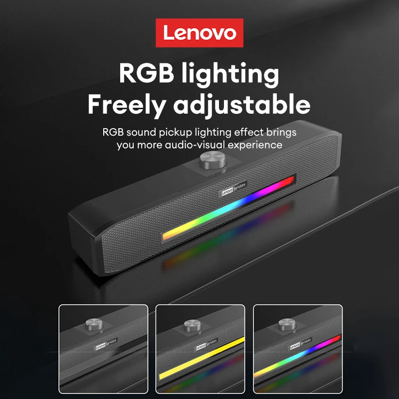 Choice Lenovo Wired and Bluetooth 5.0 Speaker Home Movie Surround Sound For Desk Computer Subwoofer B02 Long Strip Speaker TS33 image 5