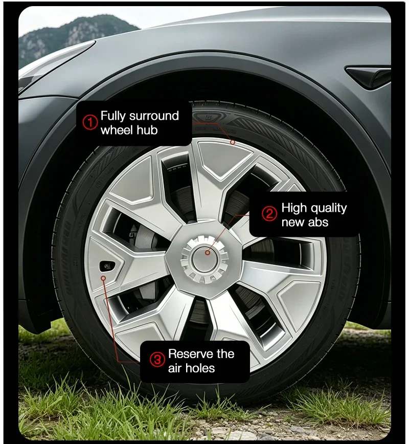 4er-Set Radkappen für Tesla Model Y L 2025 19 Zoll Performance Machina 2.0 Felgen Ersatz Zubehör Radabdeckung 2026 – Detail 7