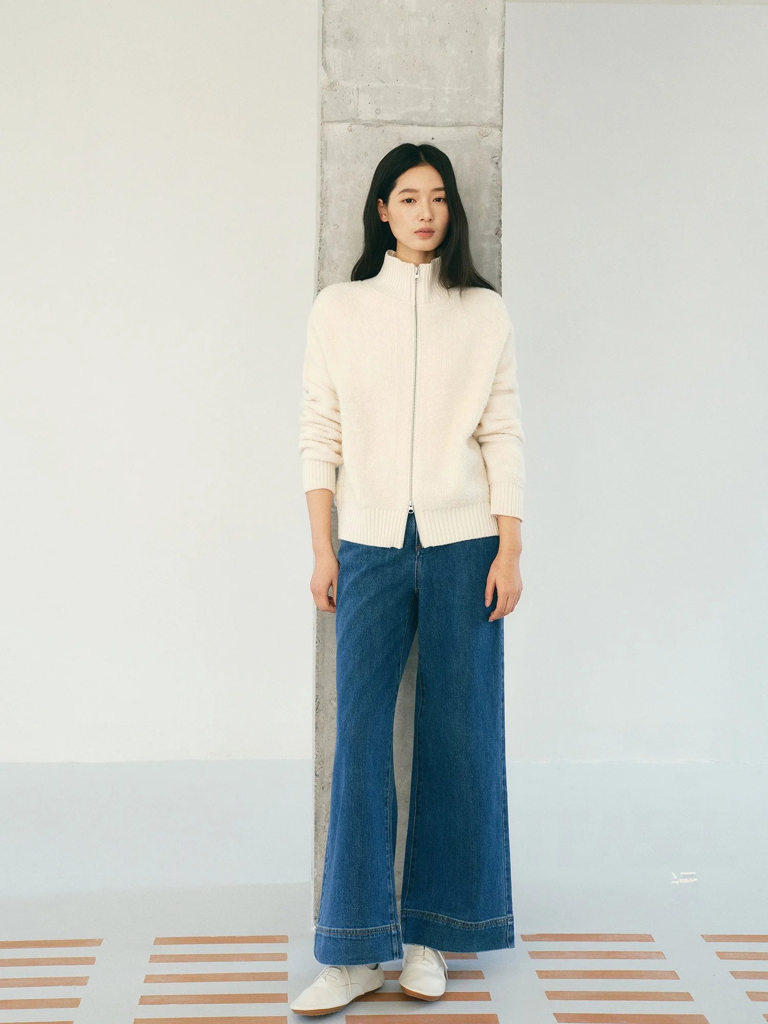 TEASEL Soft Warm Philosophy Circle Knitwear Full Wool Lazy Loose Sweatirt Stand Collar Thiened Knitted Open Cardigan