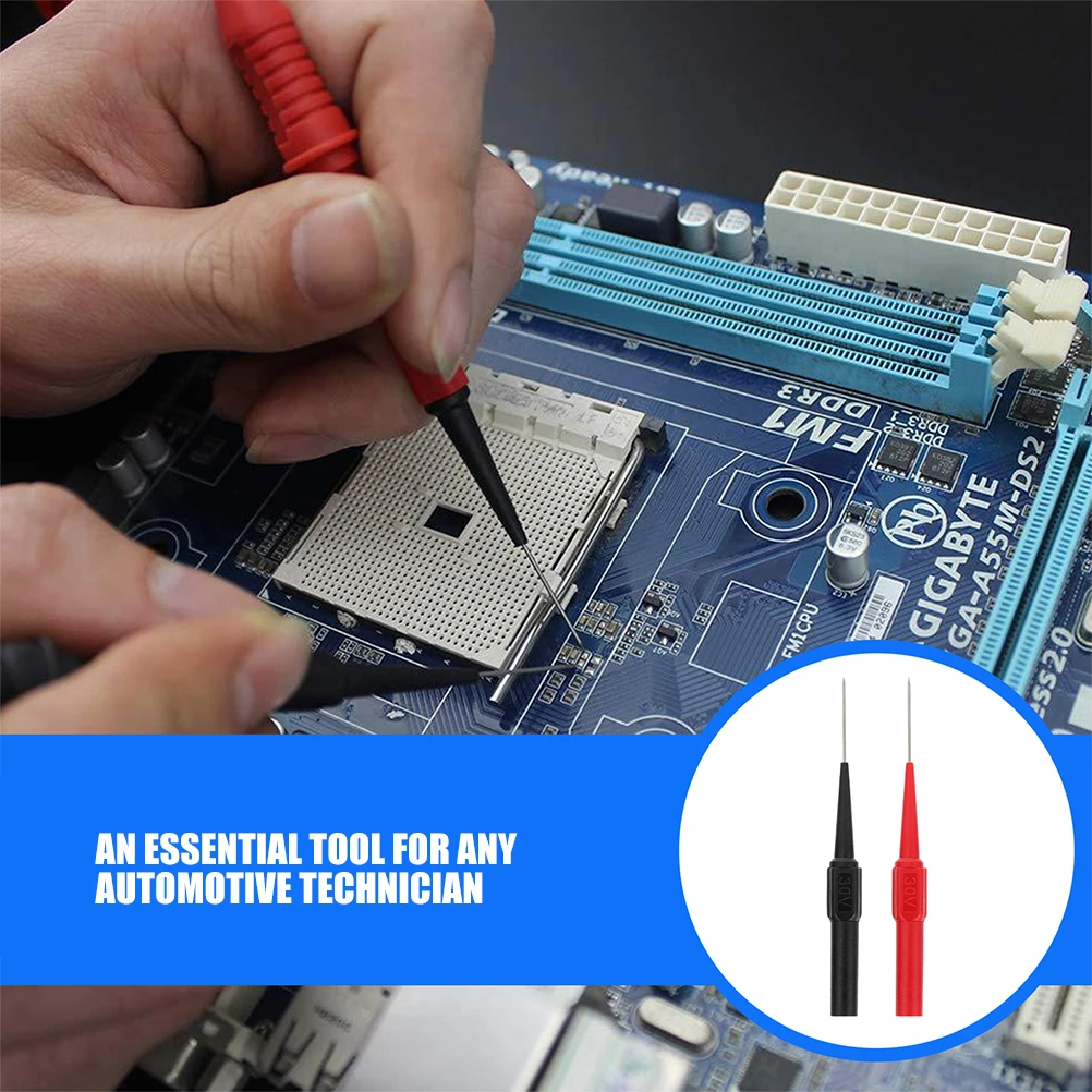Sondas de perfuração de fio de isolamento, 2 peças, pino de sonda traseira dobrável, ferramenta de reparo de teste automotivo para multímetro de teste de circuito de carro