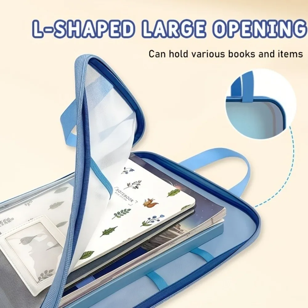 

Handheld Dopamine File Storage Bag Large Capacity Mesh Zipper Document Organizer Canvas Waterproof Transparent Study Pouch Exam