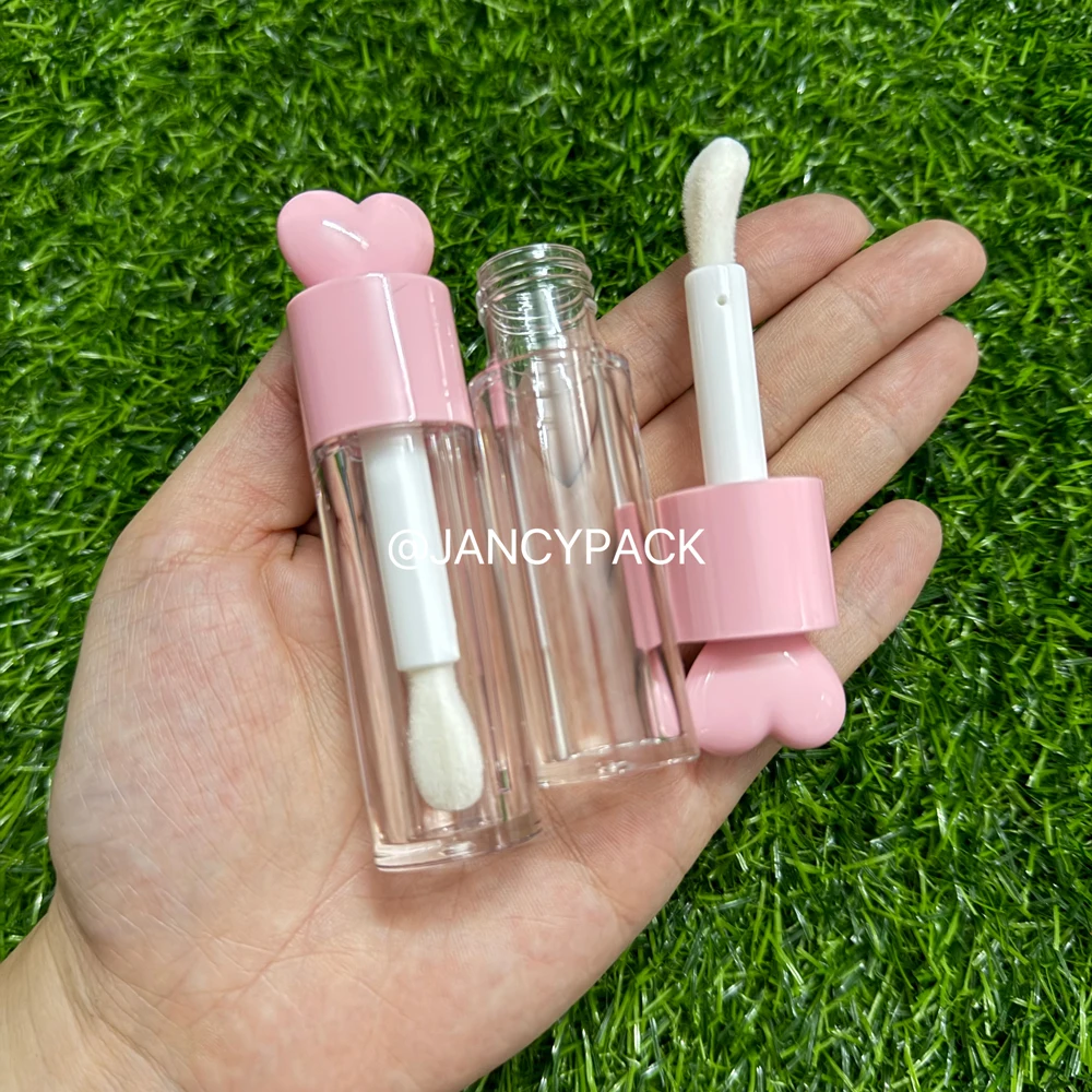 6ml pink white blue Cosmetic Lipgloss Packing Container heart shape lid Lipstick bottle Clear Lip Gloss Lip Glaze travel Tube