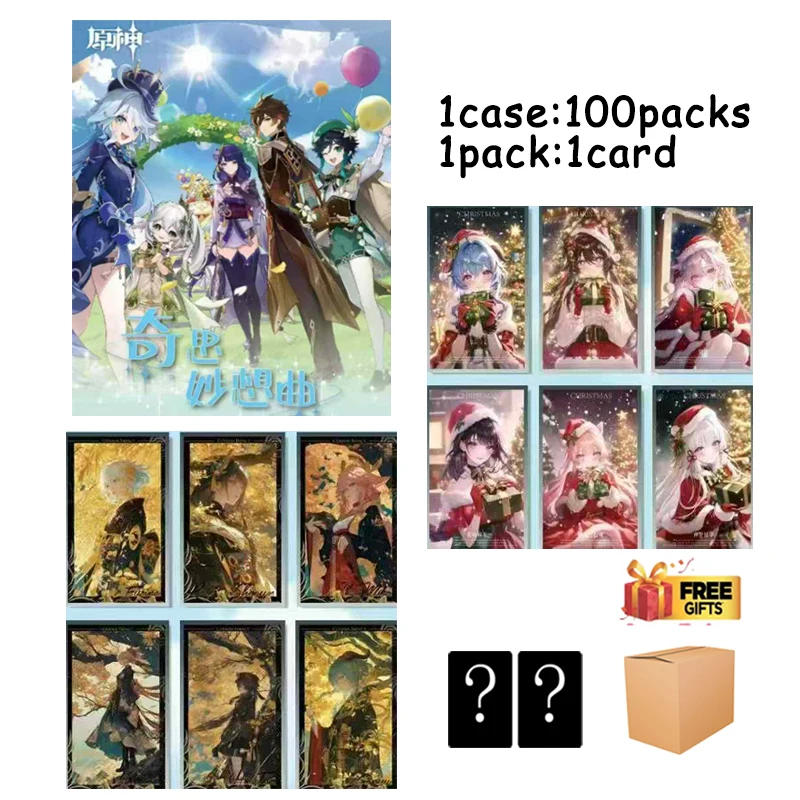 

Genshin Impact Trading Cards Full Set Box 200 Plus Designs Cloisonne Process Gold Stamping Anime Collectible