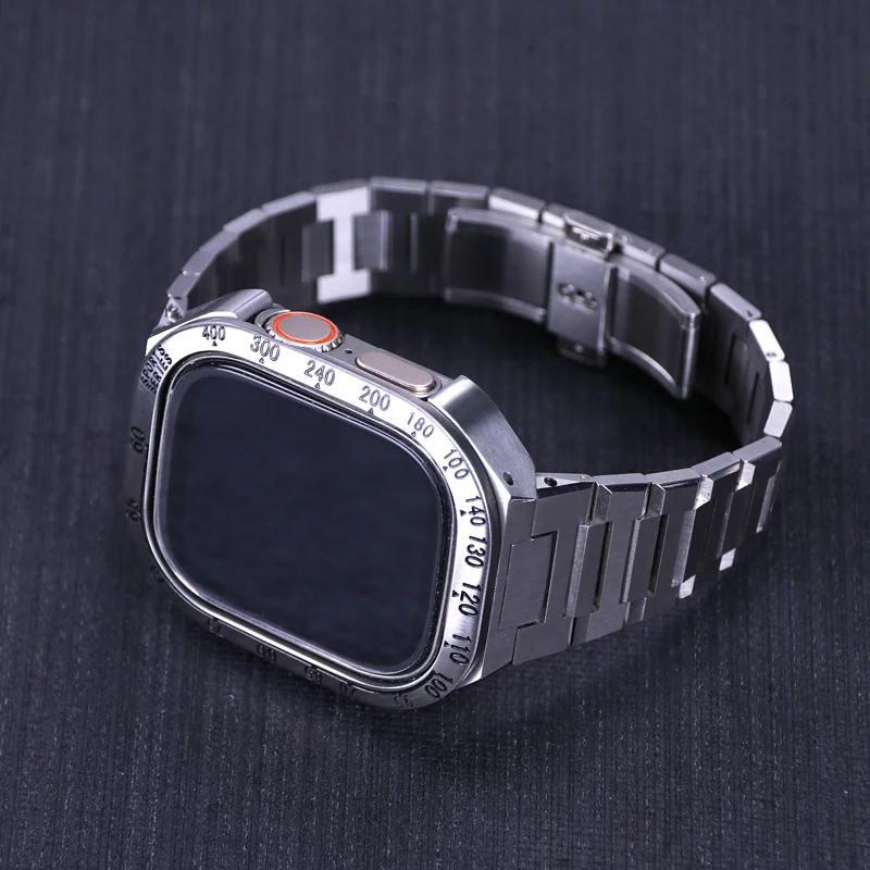 Strap+Case For Apple Watch Ultra 49mm Luxury Modification Kit Stainless Steel Metal Case Silicone Strap For IWatch Ultra Mod Kit
