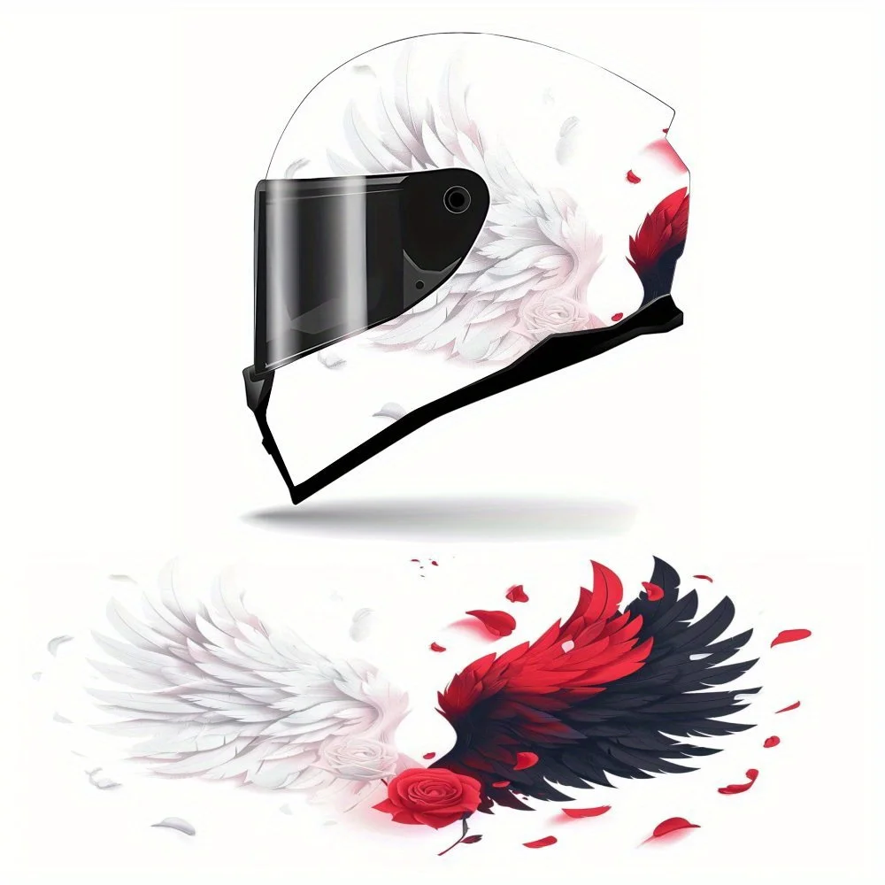 

Angel And Demon Wings Pile Full Helmet Wrap Sticker Motorcycle Helmet Racing Graphic Decal Vinyl Wrap Helmet Decorative Sticker