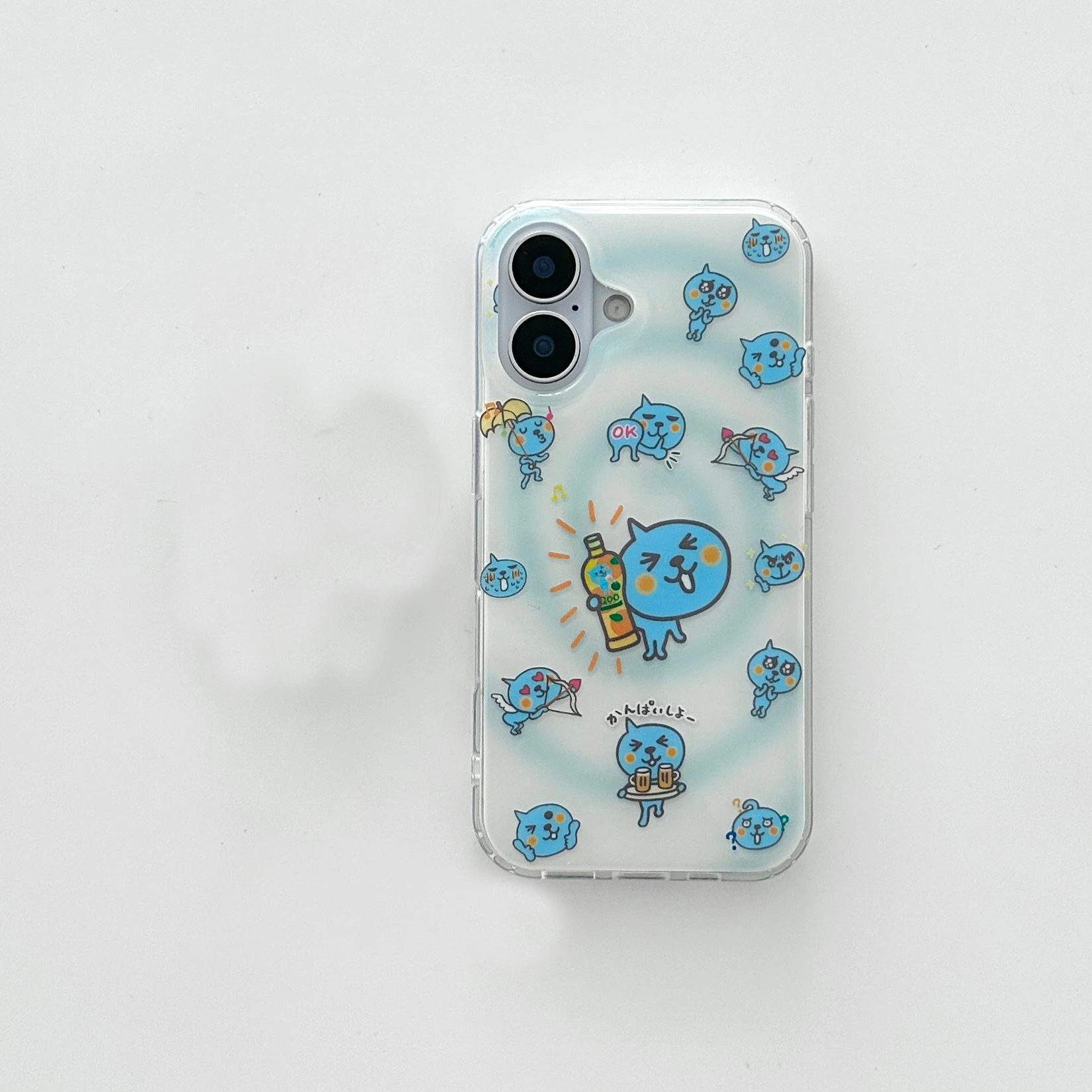 

Ins Japan Korean Lovely Blue Cartoon Anime Ilustration Phone Case For iPhone 16 15 14 13 12 11 Pro MAX 14 Plus Y2K Kawaii Cover