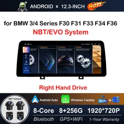 12.3 inch for BMW 3/ 4 Series F30 F31 F33 F34 F36 NBT EVO System Car Radio Multimedia Video Player WiFi+4G Carplay GPS Navi BT