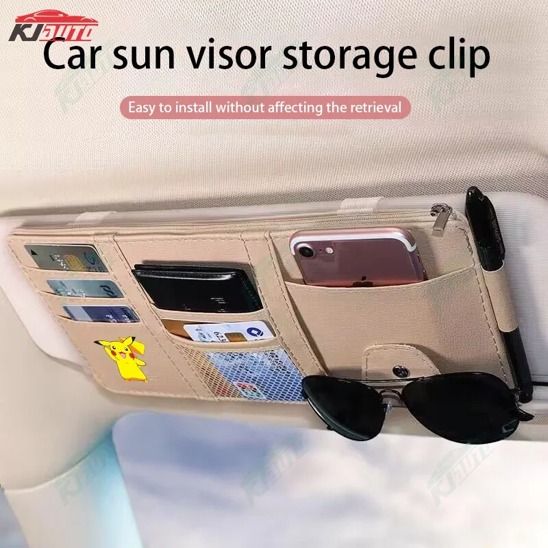 Car Leather Sun Visor Storage Clip Light Shield Storage Bag For Toyota GR Sport Corolla Prius CHR Supra Rav4 BZ4X Fortuner GR - Image 5