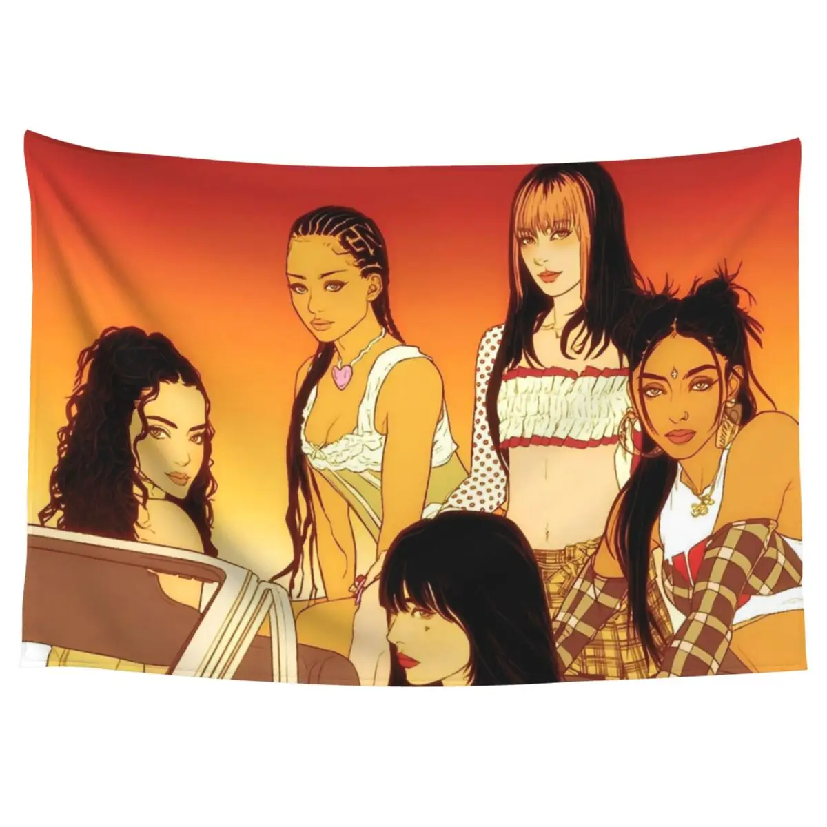 Wall Tapestry Hanger Katseye Kpop Music Vintage Tapestries Printed Concert Banner Custom Bedroom Living Room Dorm Decor Blanket