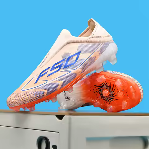 New Men Soccer Shoes Training TF/FG Outdoor Sport Football Boots Adult Long Spikes Non Slip Cleats Breathable Match Comfortable