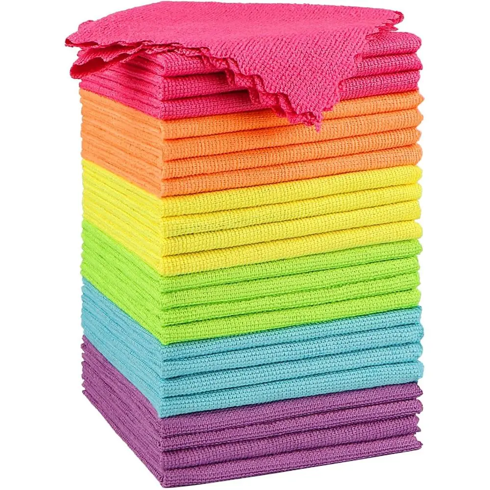 

24-Pack Absorbent Cleaning Rags, Reusable Lint-Free Cloths for Home, Kitchen, Car Care, 12x11 inch