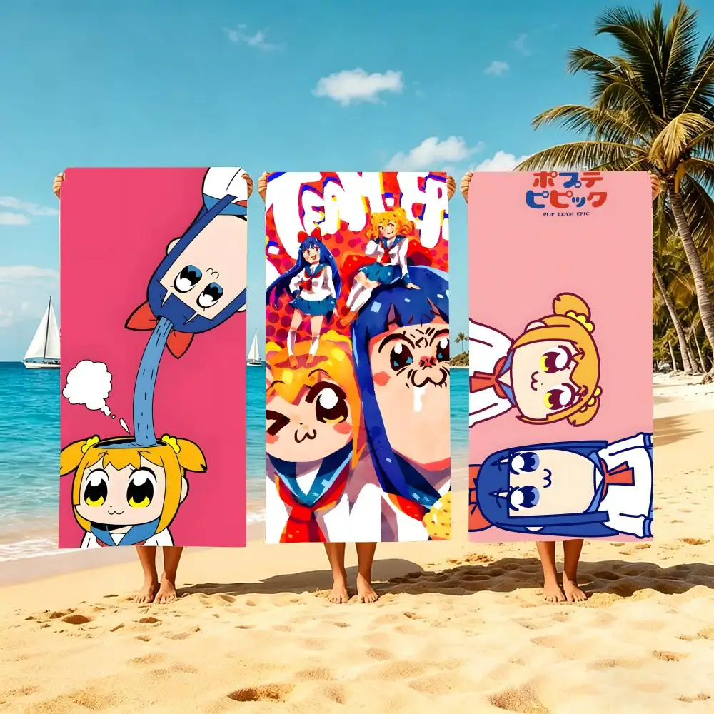 Serviette de plage en microfibre Anime Pop Team Epic, séchage rapide, absorbante, douce, pour la natation, le yoga, les voyages, le camping