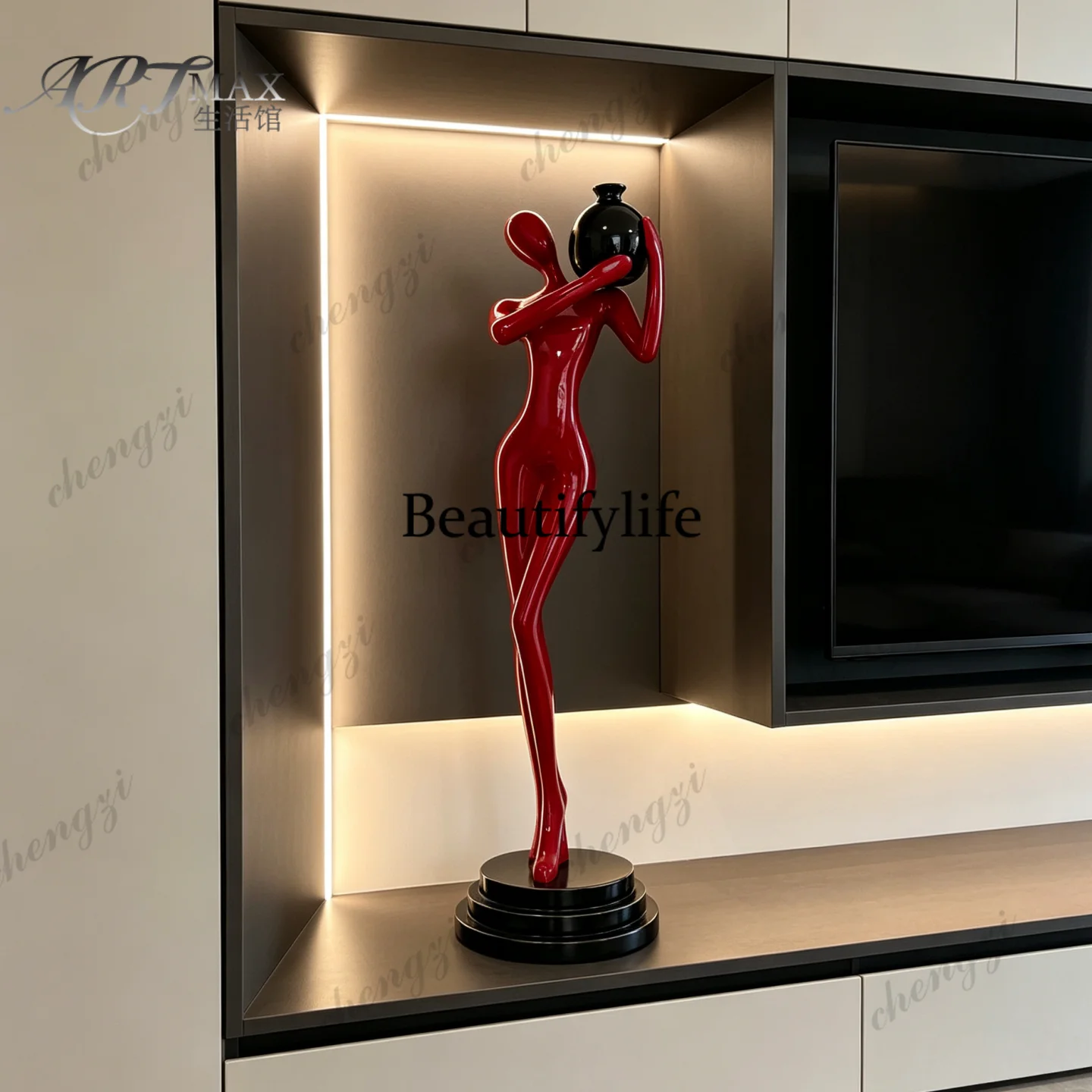 Modern simple abstract figure sculpture living room entrance niche large ornament model room art soft decoration