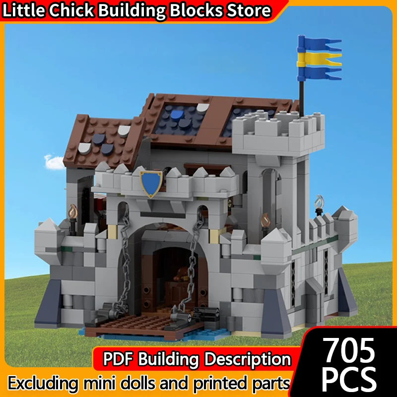 

Средневековый замок, модель MOC, строительные кирпичи, вход в город, ворота, модульная технология, детские праздничные подарки, сборка игрушек, костюм