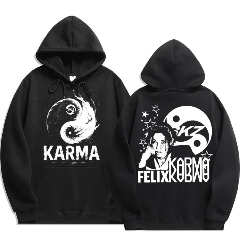 KPOP's fourth album KARMA printed men's hoodie FELIX HAN BANGCHAN CHANGBIN HYUNJIN LEE fashion sportswear